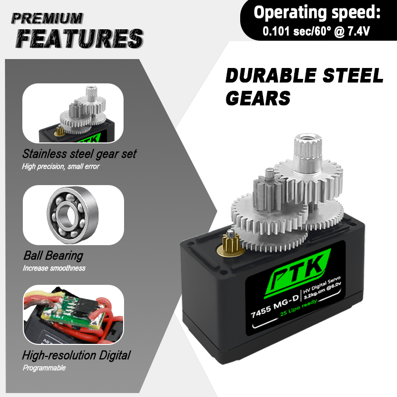 PTK 7455MG-D servo 12g Digital - مراجعة Drone Rc Aircraft وسعره