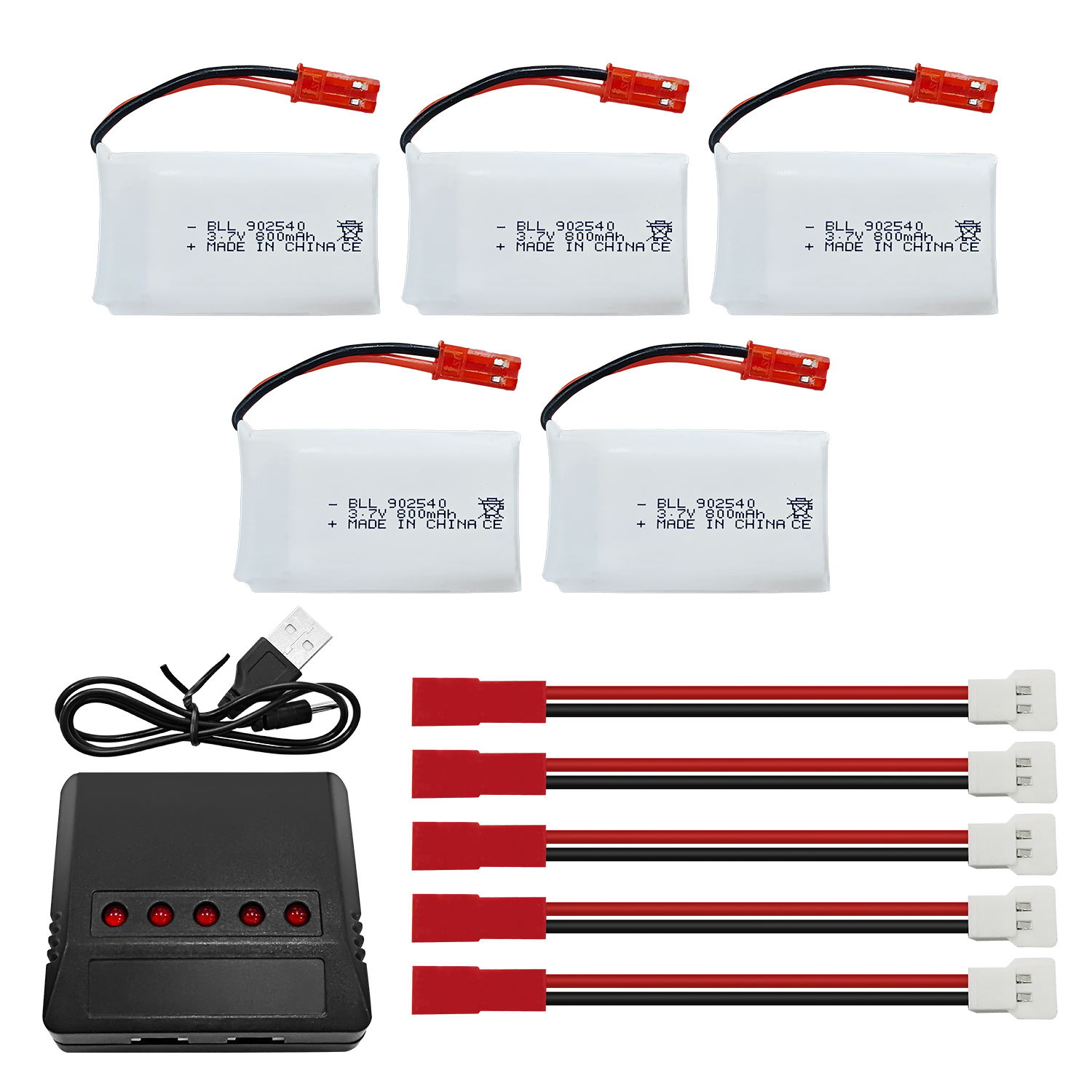 5PCS 3.7V 800mAh 30C Lipo Batt - مراجعة Drone Mjx Rc وسعره