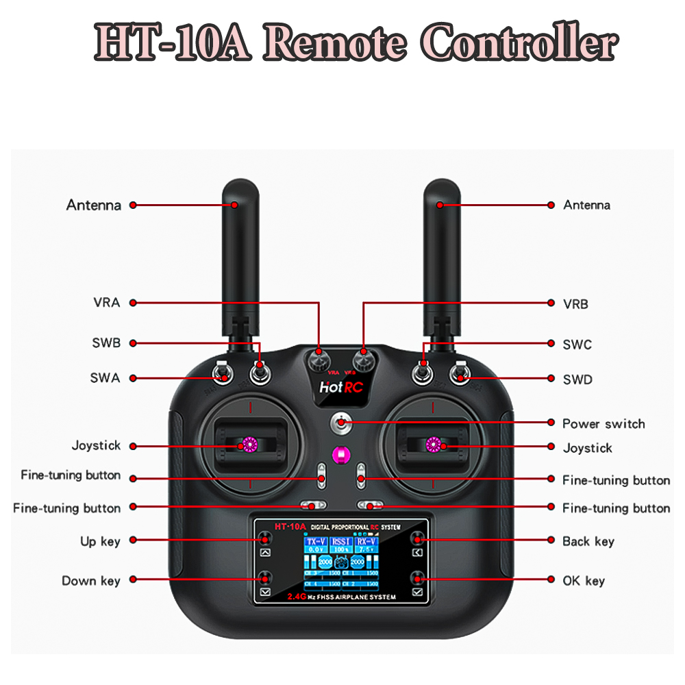 Hotrc HT-10A 2.4G 10CH Transmi - مراجعة Drone And Car وسعره
