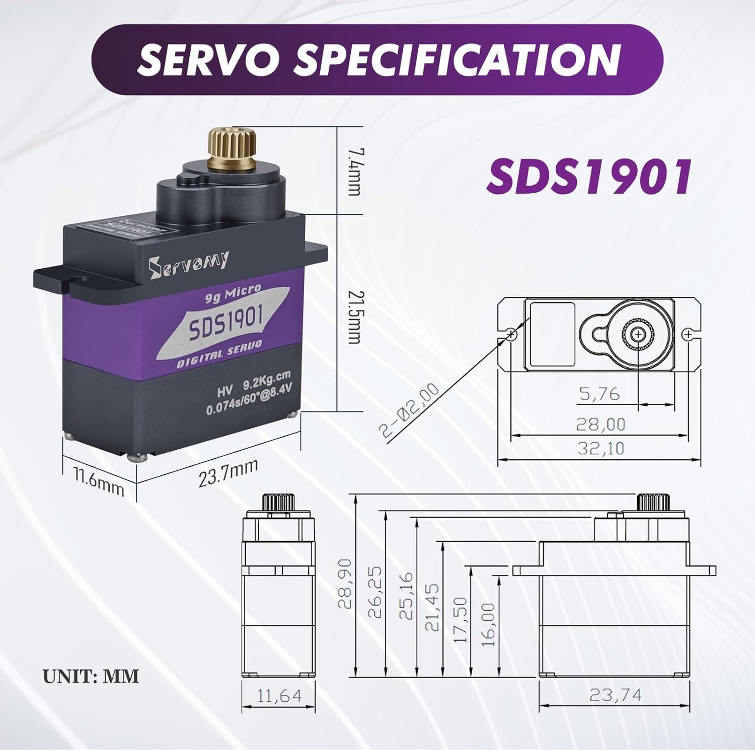 SERVOMY-SDS1901 Digital 9G Mic - مراجعة Drone And Car وسعره