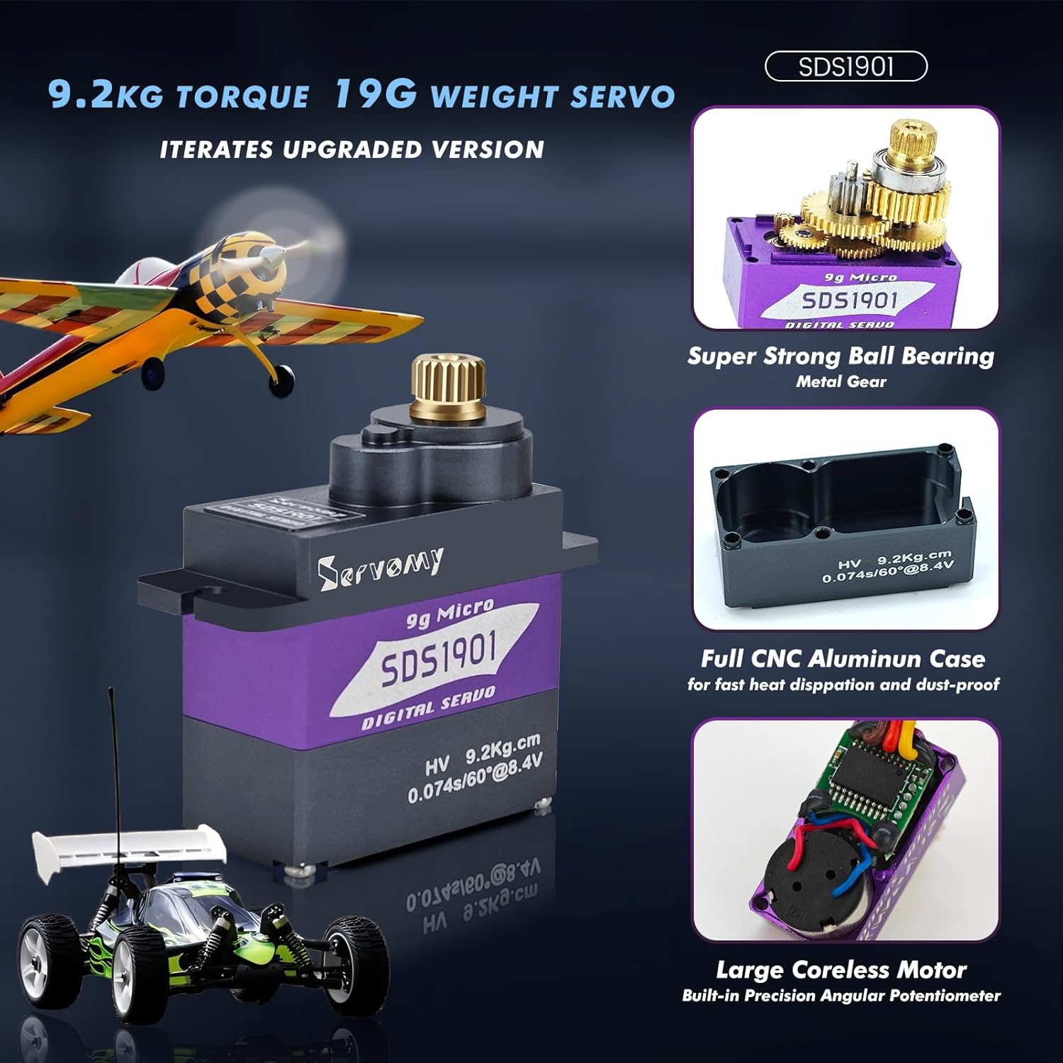 SERVOMY-SDS1901 Digital 9G Mic - مراجعة Drone And Car وسعره