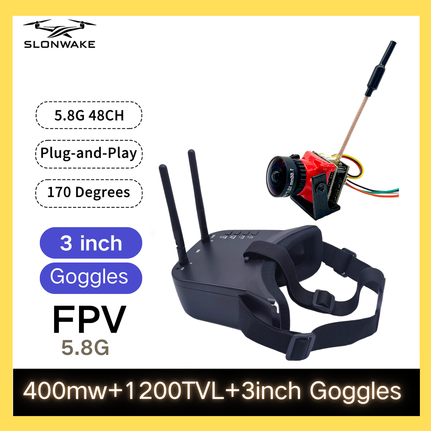 SLONWAKE 5.8G 48CH FPV 400mw V - مراجعة Drone And Car وسعره