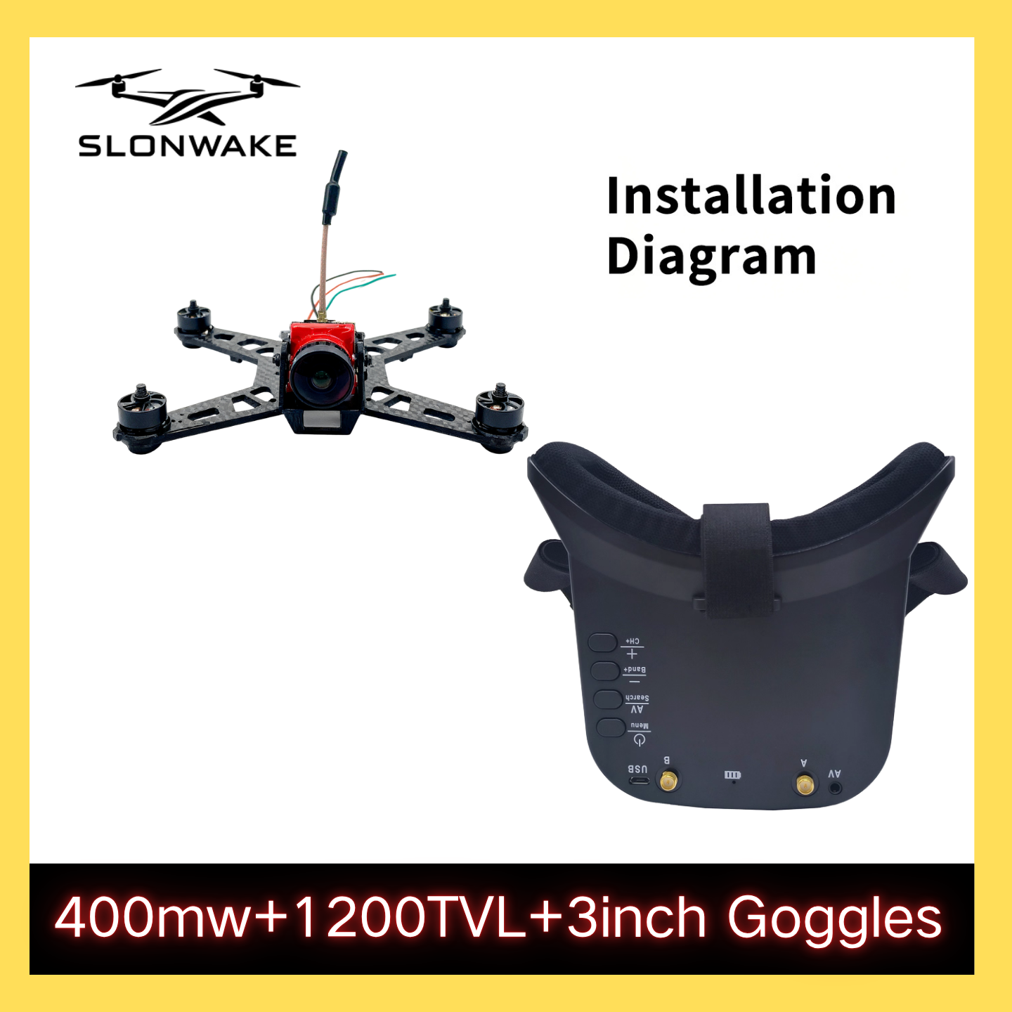 SLONWAKE 5.8G 48CH FPV 400mw V - مراجعة Drone And Car وسعره