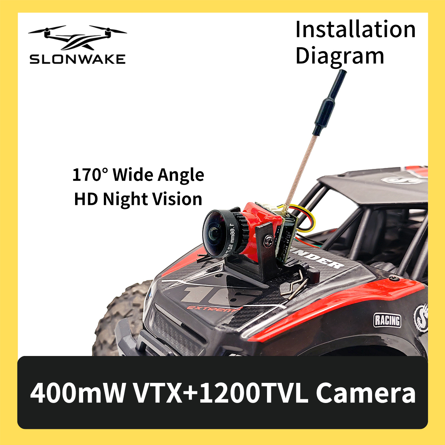 SLONWAKE 5.8G 48CH FPV 400mw V - مراجعة Drone And Car وسعره