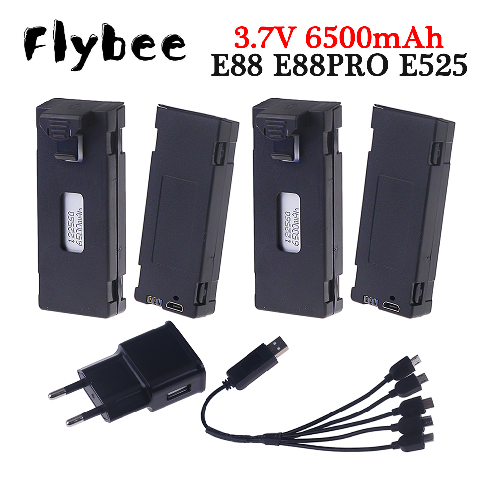 Rechargeable 3.7V 6500mAh Batt - مراجعة Drone E88 Rc Quadcopter وسعره